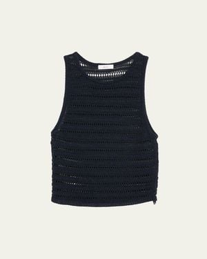 A.L.C. Gale Open Knit Sleeveless Crop Top - Blue