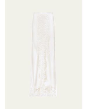 Twp Lace Silk Maxi Skirt - White