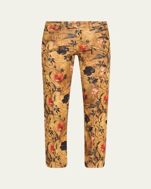 R13 Boy Straight Coated Floral Jeans - Multicolor