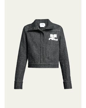 Courreges Denim Tweed Jacket - Black