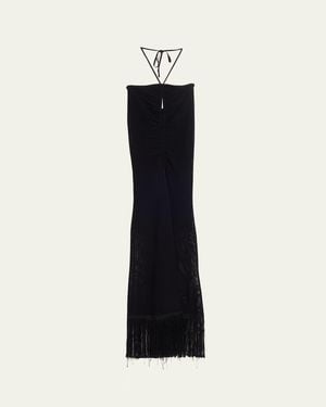 Cara Cara Hawthorn Fringe Halter Dress - Blue