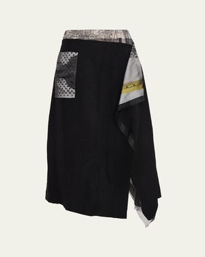Jason Wu Collage Print Deconstructed Midi Wrap Skirt - Black