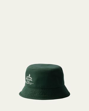 Prada Reversible Cotton Logo Bucket Hat - Green