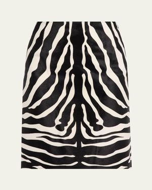 Akris Zebra-Print Pony Hair Pencil Skirt - Black