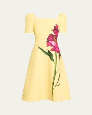 Teri Jon Floral-Print Scuba Midi Dress - Yellow
