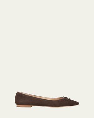 Veronica Beard Cailey Suede Ballerina Flats - Natural