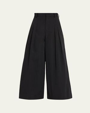 Rosie Assoulin Wide-Leg Cotton Double-Pleat Pants - Black