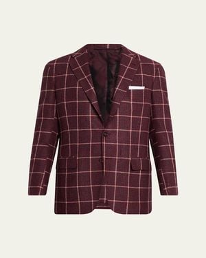 Kiton Cashmere Check Sport Coat - Red