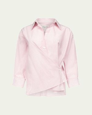 Twp Newest Earl Striped Asymmetric Button-Front Shirt - Pink