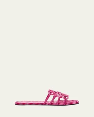Loewe X Paula's Ibiza Petal Anagram Crochet Flat Slide Sandals - Pink