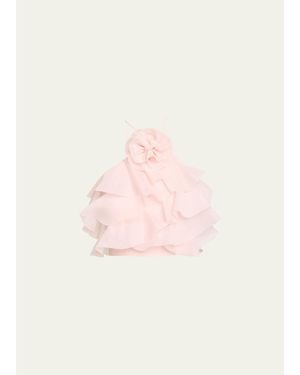 Aje. Villa Tiered Ruffle Halter Top - Pink