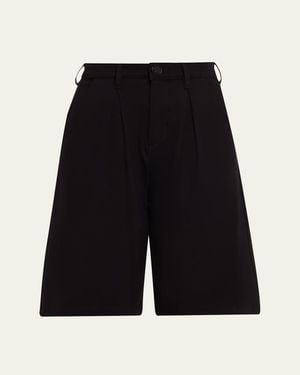 L'Agence Akasha Pleated High-Rise Bermuda Shorts - Black