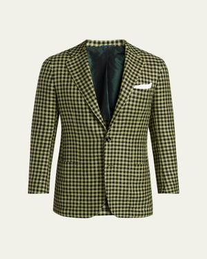 Kiton Gingham Check Single-Breasted Sport Coat - Green