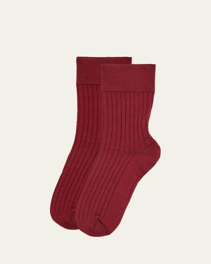 Wolford Luxury Cotton Rib Knit Socks - Red