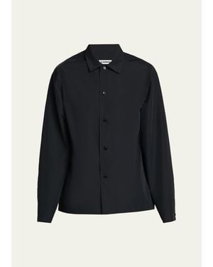 Jil Sander Water-Repellent Tech Button-Down Shirt - Blue