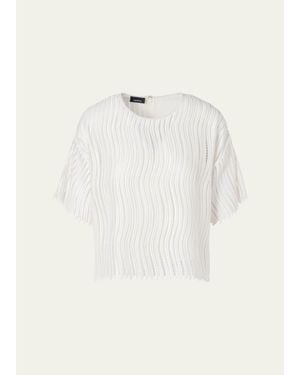 Akris Techno Wave Guipure Short-Sleeve Blouse - Natural