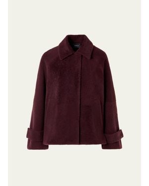 Akris Alisa Lamb Shearling Single-Breasted Short Jacket - Red