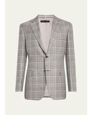 Brioni Cashmere-Blend Plaid Sport Coat - Gray