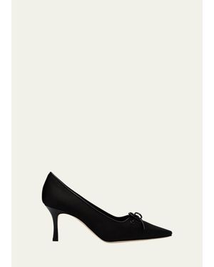 Manolo Blahnik Zaman Silk Lace-Up Pumps - Black