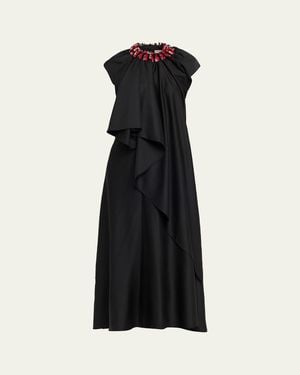 DIOTIMA Parade Embellished Asymmetric Backless Maxi Dress - Black