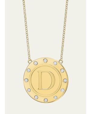 Tracee Nichols 14K Initial Token Necklace With Diamonds - Metallic