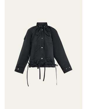 Plan C Tech Satin Stand-Collar Jacket - Blue