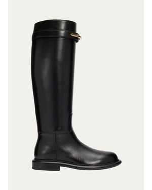 Givenchy Pinch Leather Knee-High Riding Boots - Black