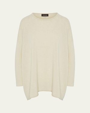 Eskandar A-Line Bateau-Neck Cashmere Sweater (Long Length) - Natural