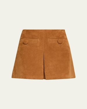 Marc Jacobs Suede Pleat Mini Skirt - Brown