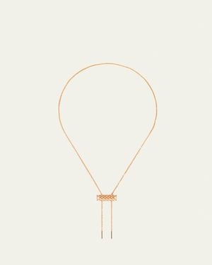 Nouvel Heritage 18K Semi Pave Latch Pendant On Mm Chain Necklace - Natural