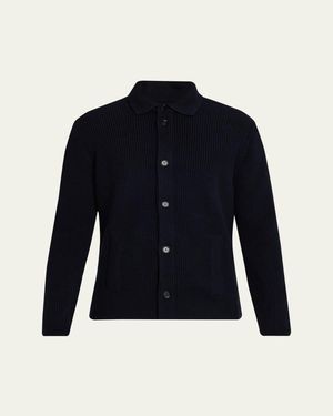 Baldassari Cashmere Rib Cardigan - Blue