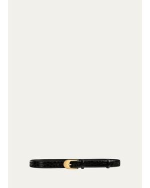 KHAITE Dome Embossed Leather Belt - White