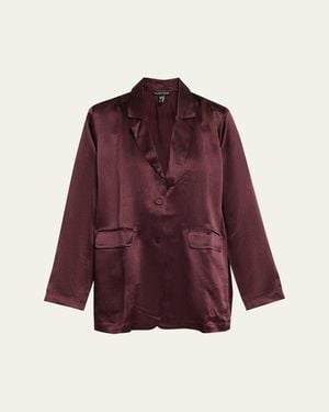 Eileen Fisher Single-Breasted Textured Satin Blazer
