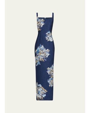 Saloni Bora Brocade Column Dress - Blue