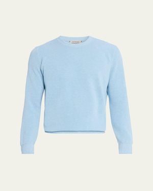FIORONI CASHMERE Diamond-Knit Silk/Cotton Crewneck Sweater - Blue