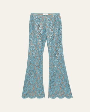 Michael Kors Flare-Leg Sequin Floral Lace Pants - Blue