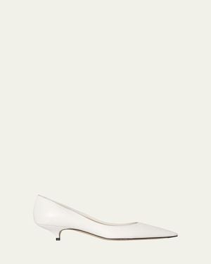 The Row Liisa Leather Kitten-Heel Pumps - Natural