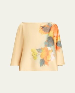 Cinq À Sept Carole Watercolor Floral Top - Natural