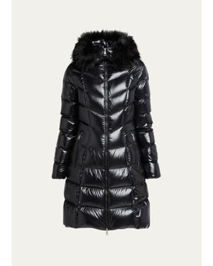 Moncler Fulmarusse Hooded Down Jacket With Faux Fur Trim - Black