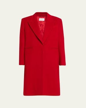 Givenchy Single-Breasted Mid-Length Wool Coat - Red