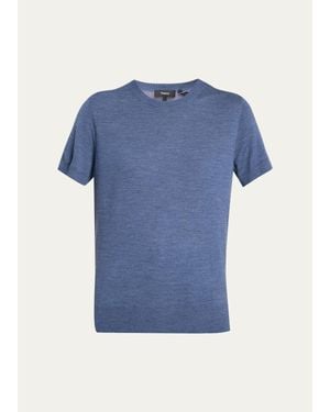 Theory Regal Merino Wool Short-Sleeve Crew T-Shirt - Blue