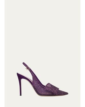 Gianvito Rossi 95Mm Embellished Organza Slingback Pumps - Pink