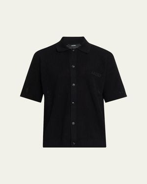 Amiri Crochet-Knit Mesh Cotton Shirt - Black