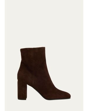 Prada 85Mm Triangle Logo Suede Ankle Boots - White