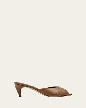 Jude 65Mm Cave Leather Mules - Natural