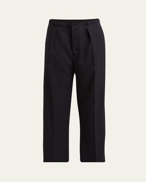Setchu Pleated Wool Gabardine Chino Pants - Black