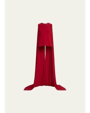 Michael Kors Opera Draped Wool Crepe Blouse - Red