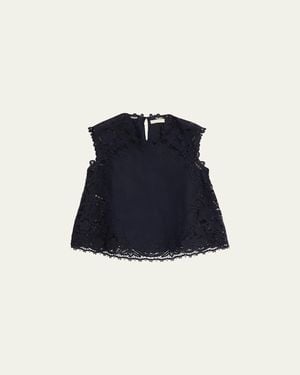 Ulla Johnson Amelie Embroidered Linen-Blend Top - Blue