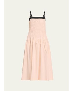 Ciao Lucia Rossella Smocked Cotton Midi Dress - Pink