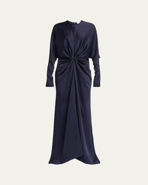 Stella McCartney Twist-Front Satin Cutout Gown - Blue